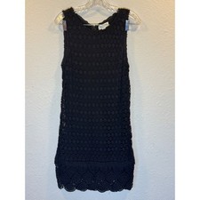 Velvet by Graham & Spencer Black Crochet Lace Sleeveless Shift Mini Dress Medium