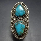 EXTREMELY WELL CRAFTED Old Vintage 1970s TURQUOISE Sterling Silver RING size 9.5