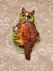 Hubley Antique 1920s Cast Iron Painted Owl Bird Home Cabin Door Bell Knocker Usa