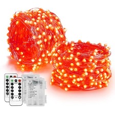 Red Christmas Fairy Lights Battery Operated with Remote, 2 Pack 33 Ft 100 LED...