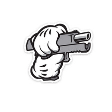 Cartoon Hands Gun Sticker 4 Inch Vinyl Decal Waterproof Safe Sticker High Res