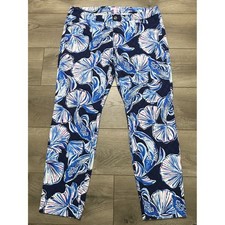 Lilly Pulitzer Kelly Stretch Skinny Ankle Mid Rise Pants Reel Life Koi Navy 14