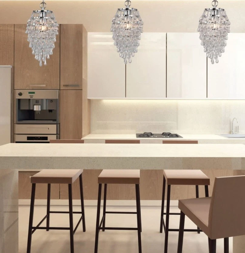 Chrystal Teardrop Pendant Light Clear Glass Drop Beads, and... Foto 2 de 4