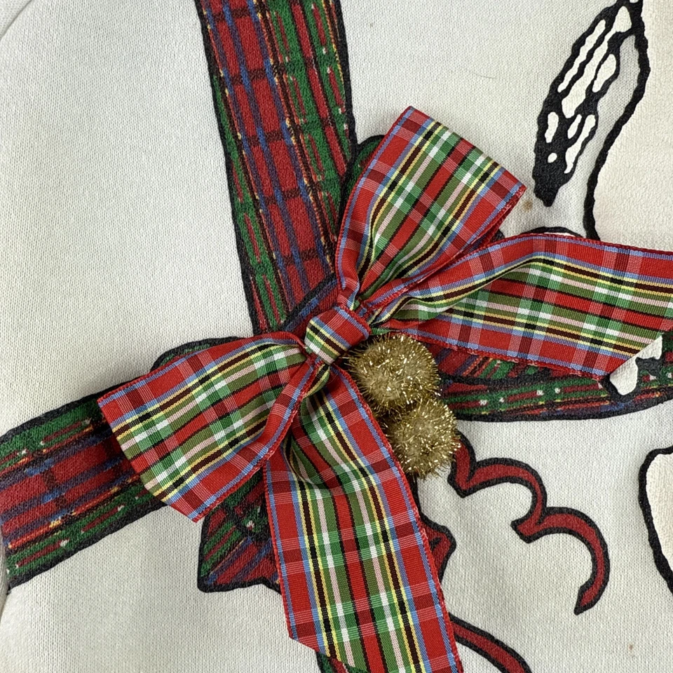 Детский комбинезон Snoopy от 6 до 9 месяцев белый винтажный рождественский в клетку с бантом на кнопках - Изображение 4 из 4