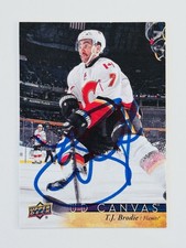 T.J. Brodie Calgary Flames Autographed 2017-18 Upper Deck Canvas Card #C14 COA