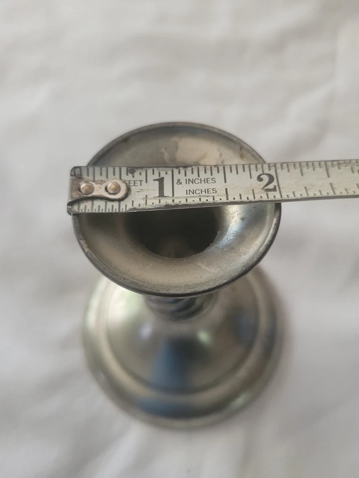 Par de candelabros de peltre Royal Holland de colección 3,75" K.M.D. Tiel Foto 4 de 4