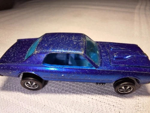 Vintage 1967 Mattel Hot Wheels Redline HK Base Blue Custom Cougar