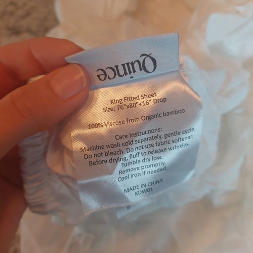 ¡Sábanas blancas de bambú orgánico Quince y 2 fundas de almohada! Talla King (914) - Imagen 8 de 13