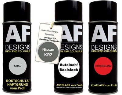 Spraydose Set für Nissan KR2 Grey Metallic Autolack Klarlack Grundierung Spraydo