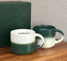 Starbucks 2025 Holiday Green & White Limited Edition Demi Set Of 2 Cups NIB