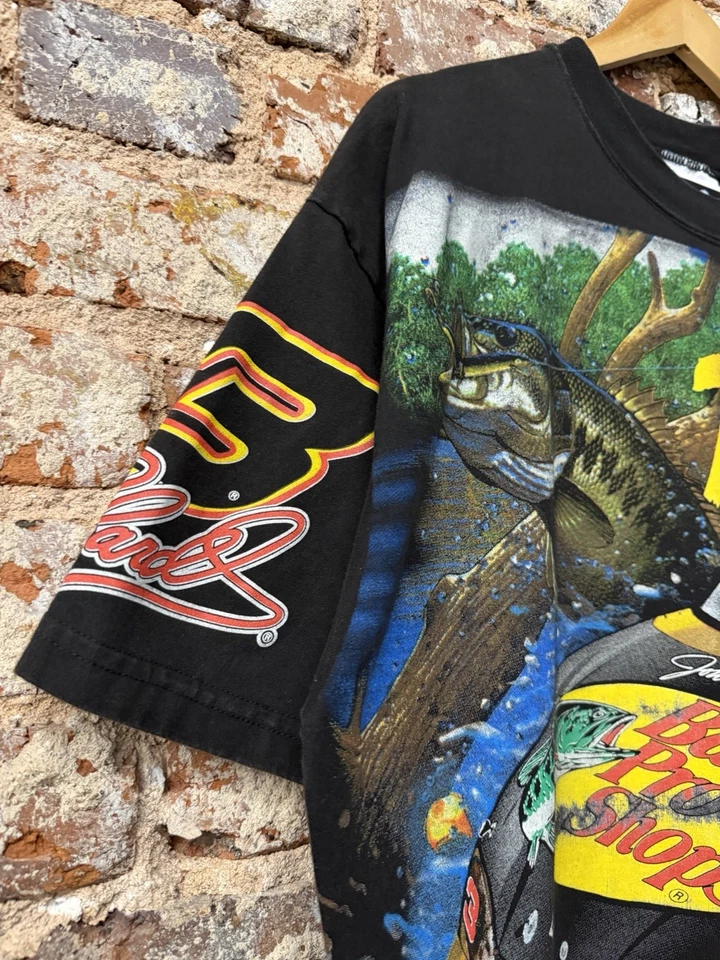 Camiseta vintage años 90 Dale Earnhardt Bass Pro Shops The Thrill of The Strike AOP Foto 3 de 4