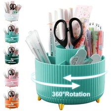 Pencil Holder For Desk,5 Slots 360 Degree Rotating Desk Organizers And Access...