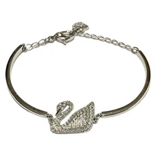 Auth SWAROVSKI - Clear Silver Swarovski Crystal Hardware Bracelet