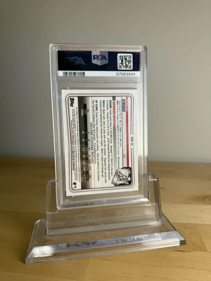 2020 Bowman Draft Spencer Strider #CDASS 1st Bowman Auto PSA 9 RC Rookie Card - Image 2 of 2