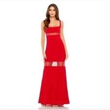 MAC DUGGAL Dress Size 8 Evening Gown NEW Red Sheer Mesh Panel Detail Column