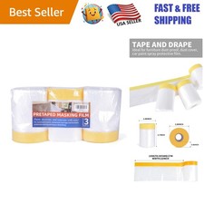 Pre-Taped Masking Film, 22" x 30 Yds, 3 Rolls - Effortless Surface Protection