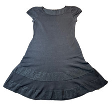 Peruvian Connection Sweater Dress Fit Flare Pima Cotton Black Size Medium