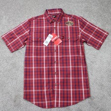 Wrangler Riggs Flex Workwear Shirt NWT Mens Small Red Plaid Foreman S/S Button