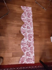 Waverly French Country Red Country Life Toile Scalloped Striped Valance 59" X13"