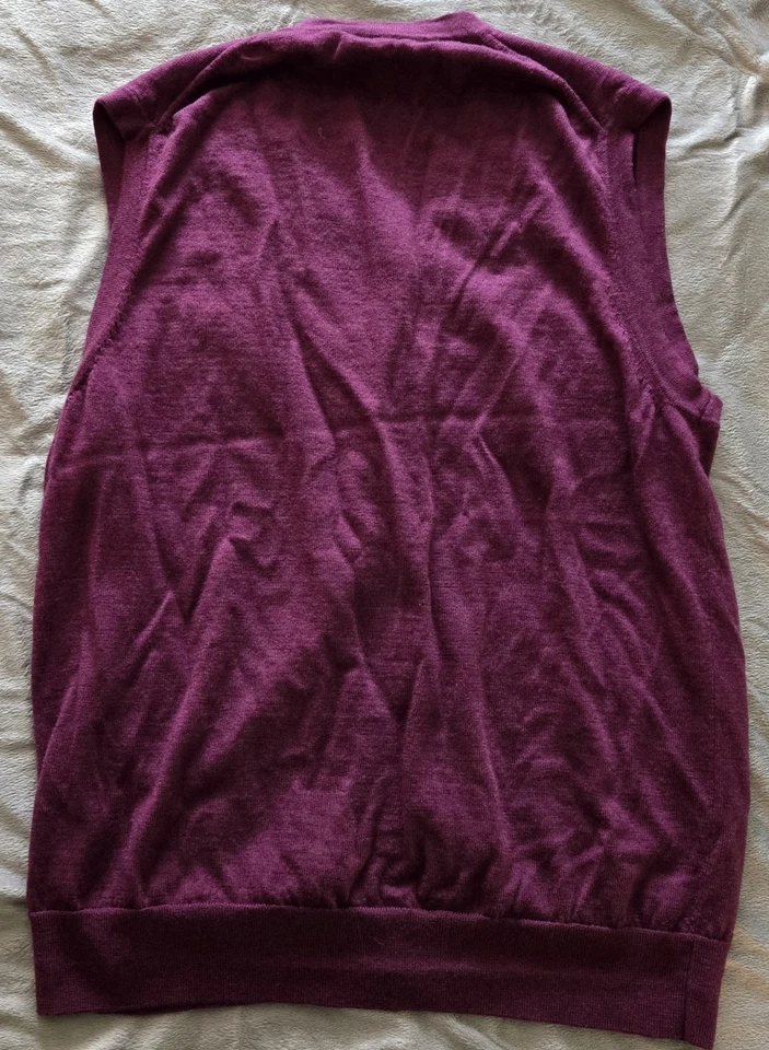 Charles Tyrwhitt Cárdigan Suéter Chaleco Para Hombres Grande Borgoña Lana Merino Abotonada Foto 2 de 4