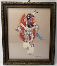 VINTAGE DAVID WILLIAMS PAINTING ORIGINAL 1973 SIGNED NATIVE AMERICAN WAR DANCER