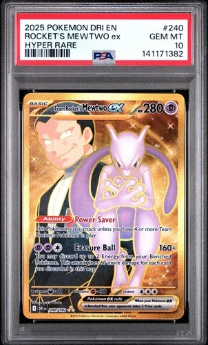 2025 Pokemon Destined Rivals Rocket's Mewtwo EX Hyper Rare #240 PSA 10 GEM MINT