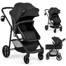 2 In 1 Useful Foldable Baby Stroller Kids Travel Infant Buggy Pushchair Black
