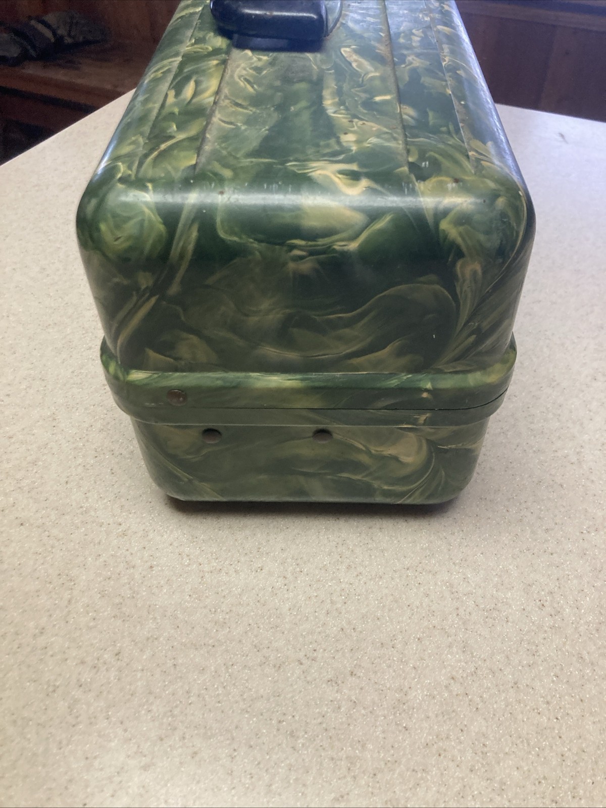 VINTAGE PLANO PLAS-TAK 4200 MARBLED PLASTIC TACKLE BOX 2 TRAY