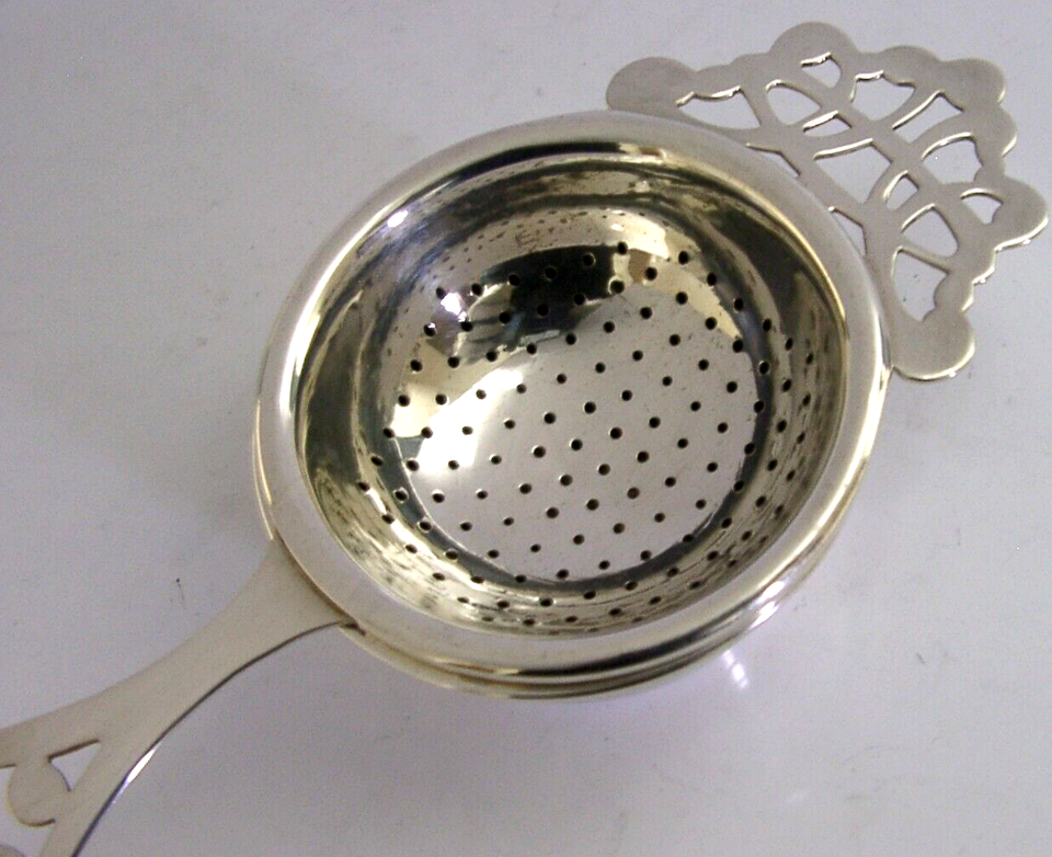 ENGLISH STERLING SILVER TEA STRAINER AND DRIP BOWL STAND 1986 eBay