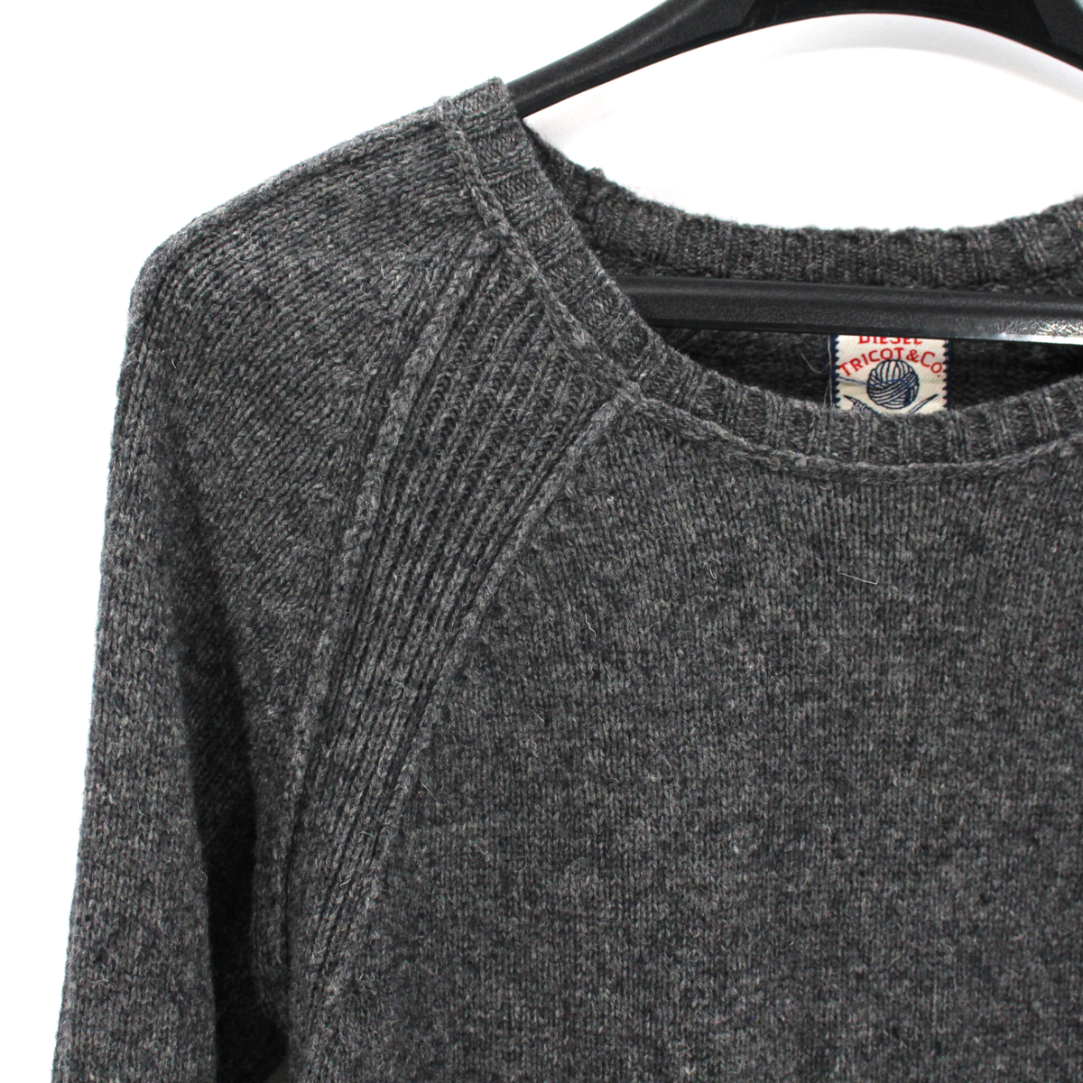 DIESEL ダークグレーニット Diesel Tricot & Co Grey Wool Knit Crewneck Exposed Seam Pullover