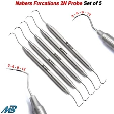 Nabers Probe Periodontal Furcation Lesions 2N Probe Dental Screening Scaler 5Pcs