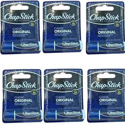 Chapstick Classic ORIGINAL SPF10 Lip Balm - Protect and Moisture 6 Pack