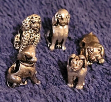 Lot of 5 "Silver Tone" Dog Charms Metal Cute Decorative Collectible Nice