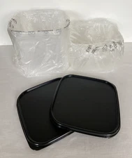 2 Tupperware Modular Mate Square 2 & 3 Black Seal Lid Store Organize Stack USA