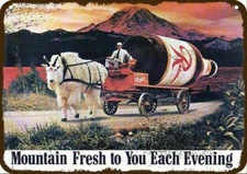 1975 RAINIER BEER & MT. GOAT & BOTTLE Vintage-Look DECORATIVE REPLICA METAL SIGN