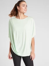 Athleta L LARGE Dolman Tee, Mint Green Shirt Soft Oversized Top Work Active NWT