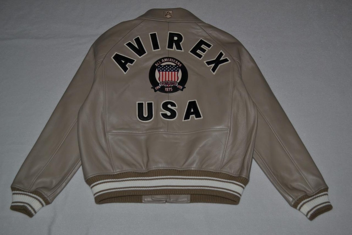 AUTHENTIC Avirex Icon Leather A1 BOMBER Jacket MENS MINK BRAND NEW