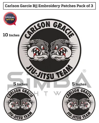 Carlson Gracie Embroidery Patches BJJ Gi Patches BJJ Embroidery Patch Pack of 3