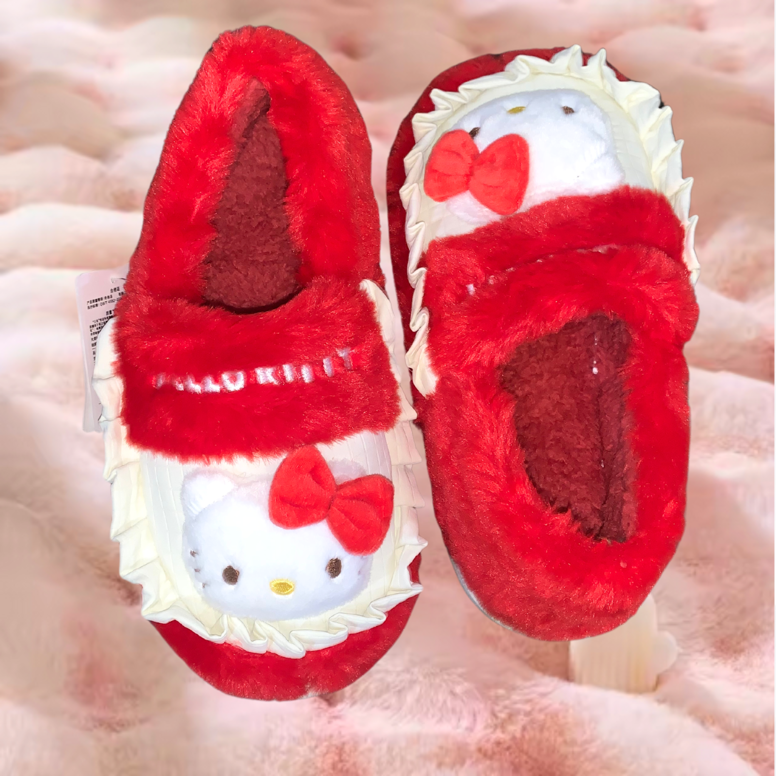 SAOLA Sanrio Hello Kitty soffici pantofole coquette suola grossa pizzo Y2K scarpe da casa US8