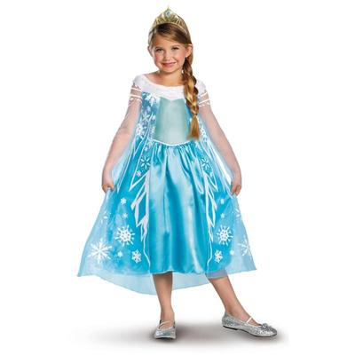 Girls DELUXE ELSA Costume Ice Queen Dress Tiara Child Medium