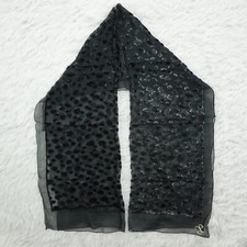 Elegance Black Rayon made In France Silk Scarf Scarves 51.5" X 19" P341