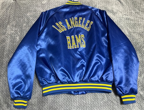 Vintage Los Angeles Rams chalk line Satin Jacket Large Made In USA RARE NFL