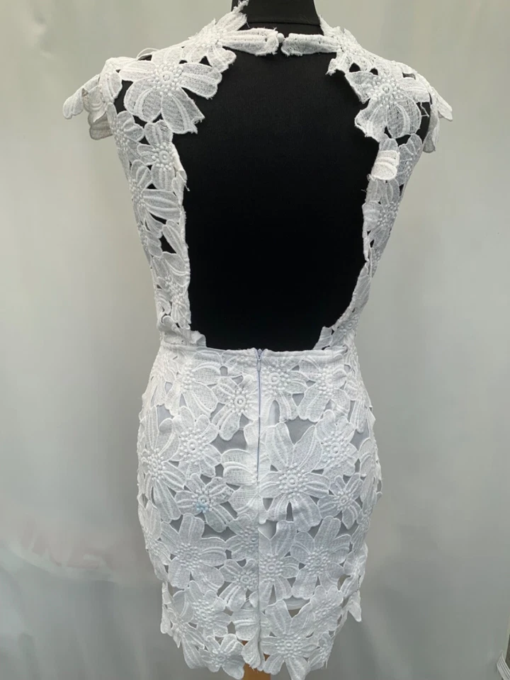 Vestido Sheinside Blanco Floral Algodón Espalda Abierta Talla M Foto 2 de 4