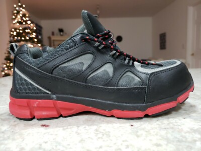 Brahma Men's Steel Toe Gray/Black/Red Sneakers Work Shoes Lace Ups