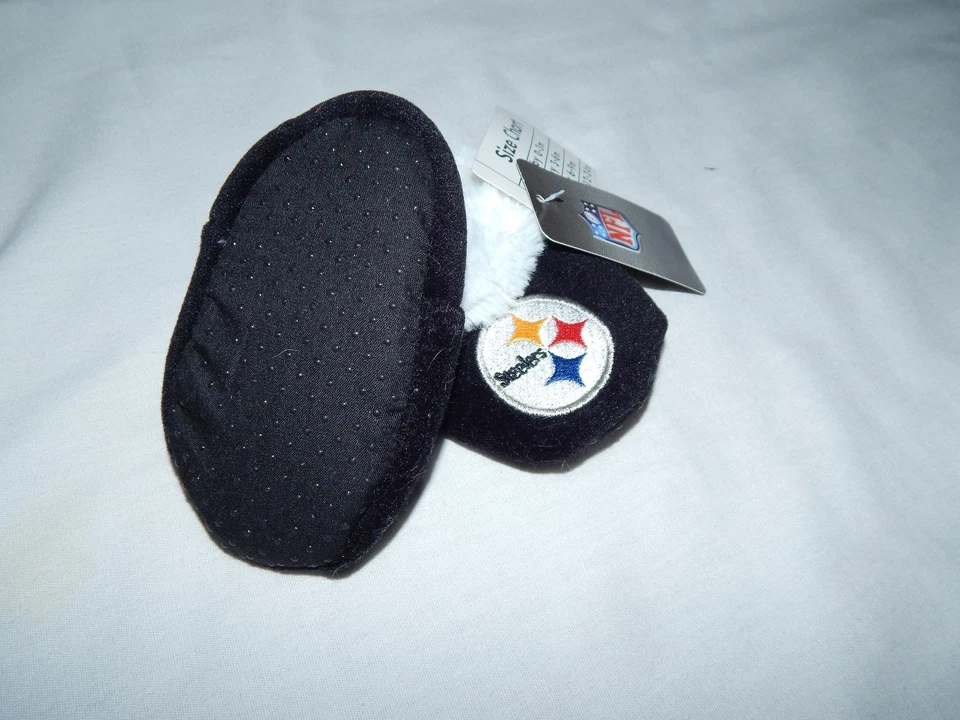 Zapatillas Bebé Botines Talla 6/9 Meses Pittsburgh Steelers Negro Zapatos Calcetines NUEVO Foto 3 de 4