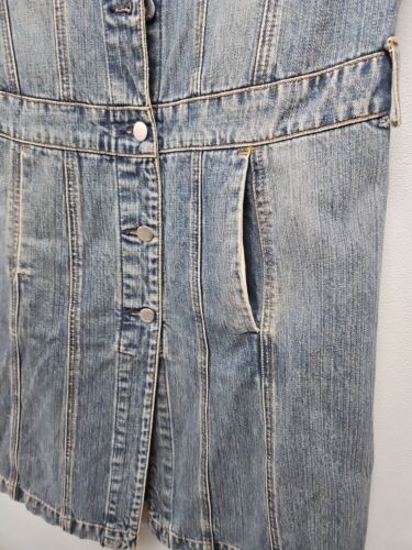 Y2K Retro Miss Sixty Dark Blue Distressed Denim Sleeveless Jacket Dress Size L - Picture 12 of 18
