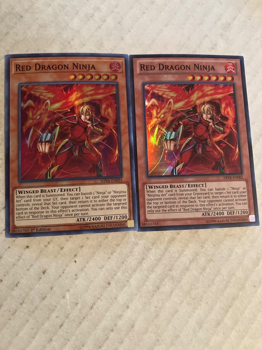 2 Red dragon ninja (1 is 1st edition) foil yu-gi-oh gaming cards
