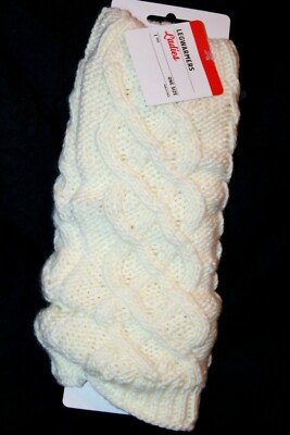 Women's Ladies' White or Black Cable Knit Legwarmers One Size