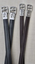 Black Oak Riveted Calf Lined Stirrup Leathers - KL Select - Black -various sizes