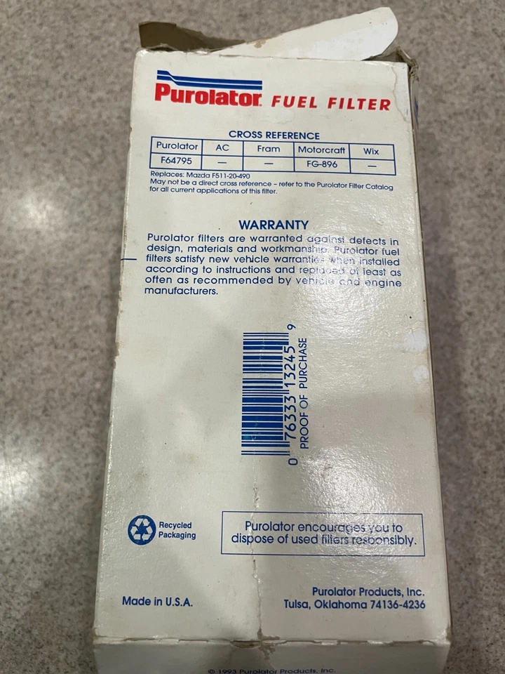 1993-1997 Ford Probe-1993-2002 Mazda 626 MX-6 Purolator Fuel Filter - F64795 - Image 2 of 2